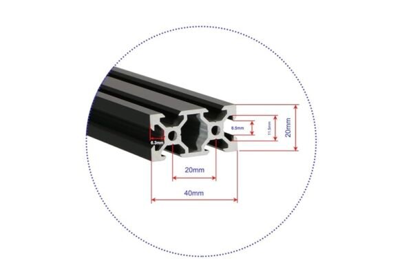 ⁦قطاع ألومنيوم بفتحه حرف V أبعاد 20X40X1000mm⁩ - الصورة ⁦3⁩